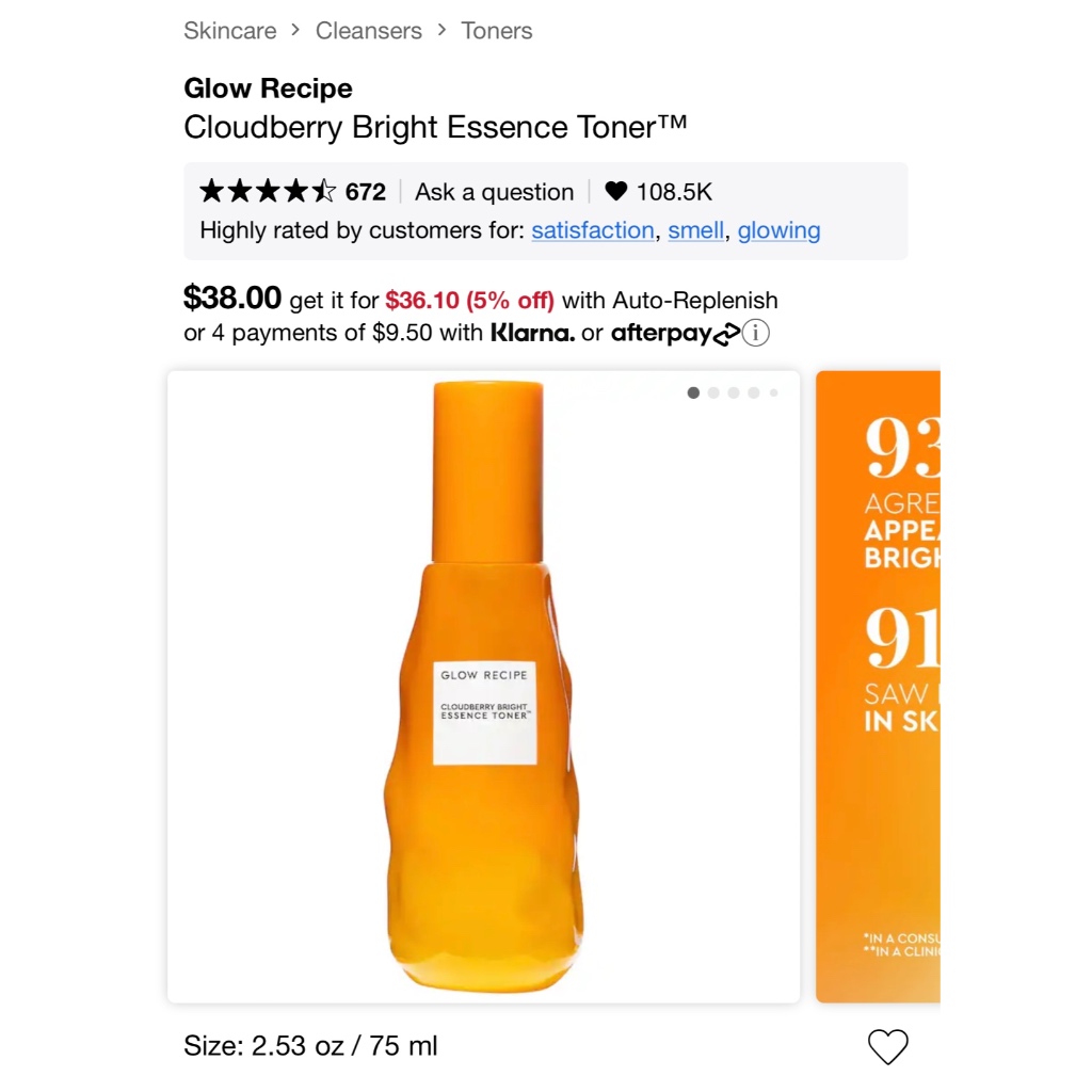 Glow Recipe Cloudberry Bright Essence Toner SAMPLE
