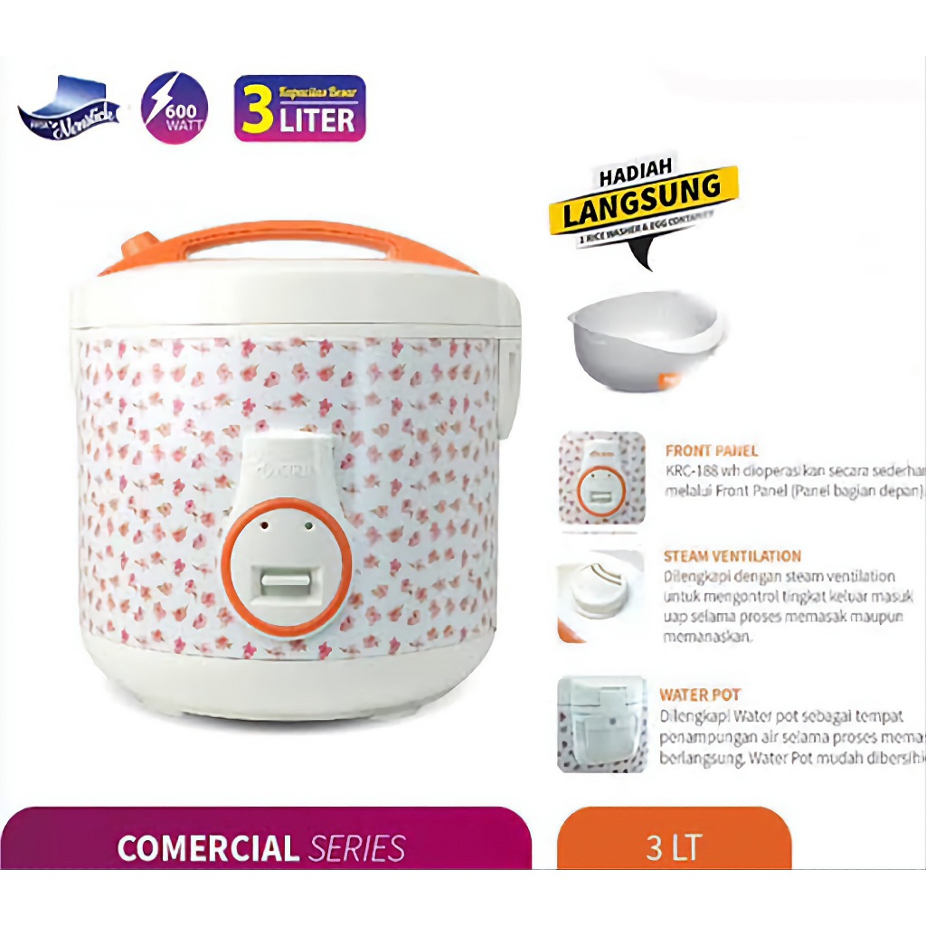 RICE COOKER / PENANAK NASI / MAGIC COM KIRIN KRC 188 / KRC-188 WH 3 LITER