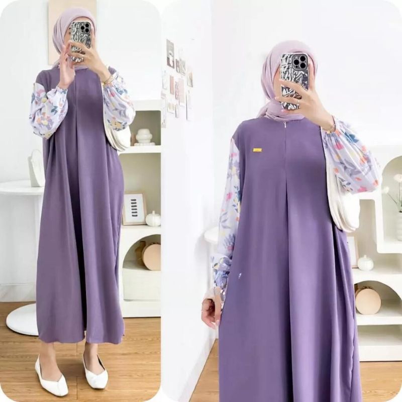 Dress crincle busui jumbo ld 120cm gamis kringel gamis lebaran wanita remaja muslimah dress lengan b