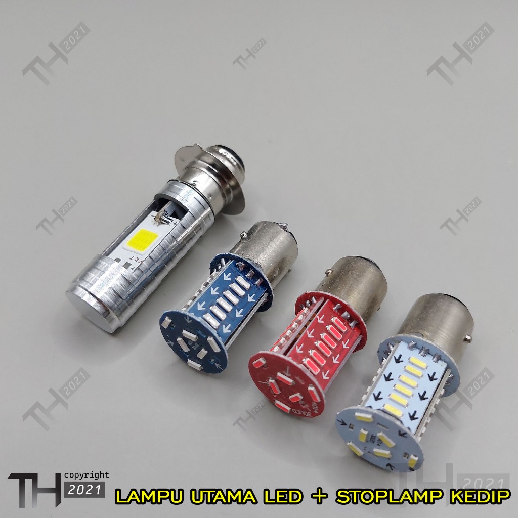 lampu rem stop belakang kedip + lampu utama/lampu depan led 2 sisi led ac dc