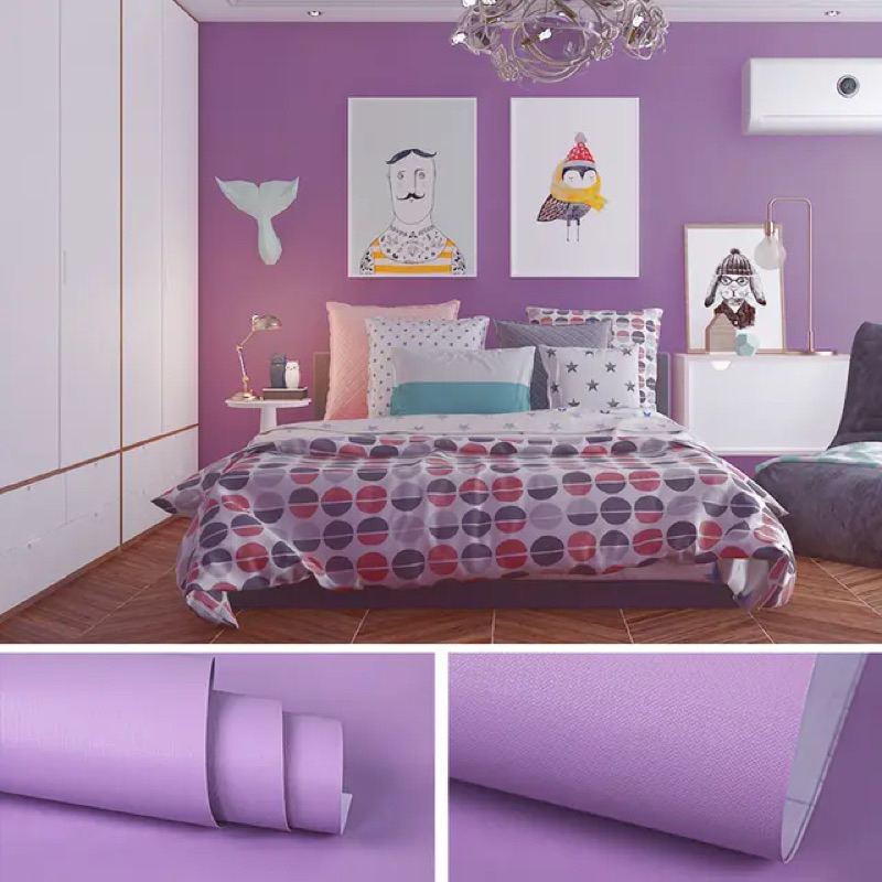 WALLPAPER DINDING Motif Ungu Polos