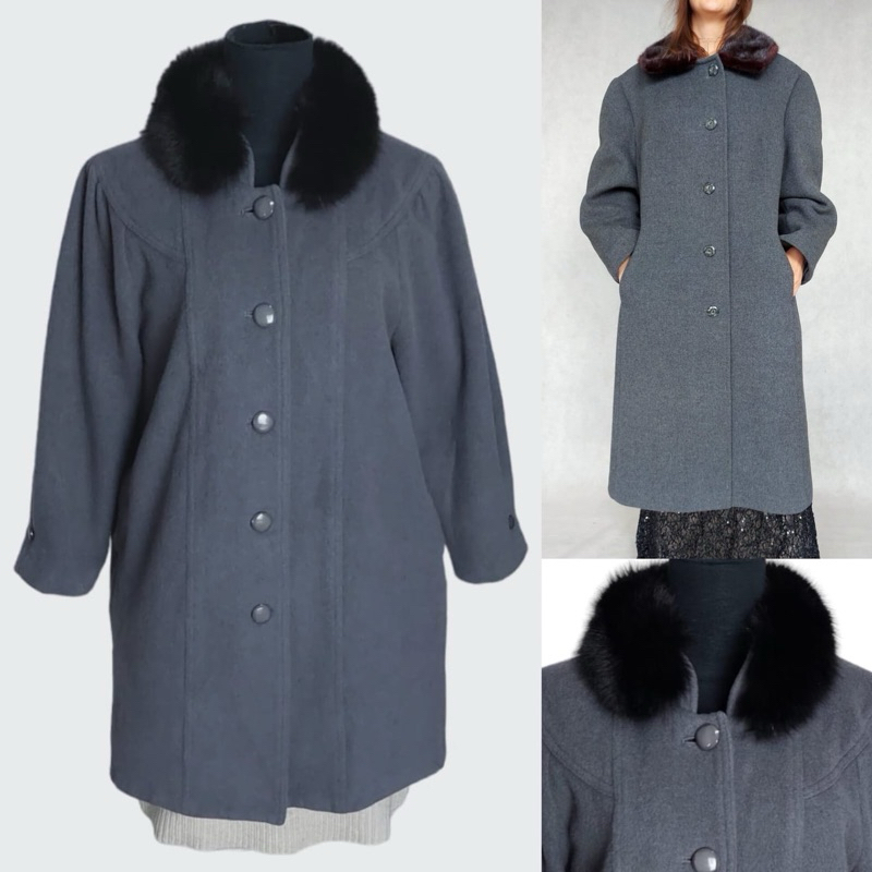 Preloved Fur Wool Coat LA PLAYA 070317