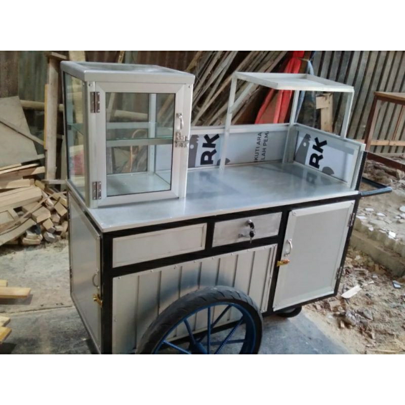 gerobak keliling serbaguna gerobak alumunium.