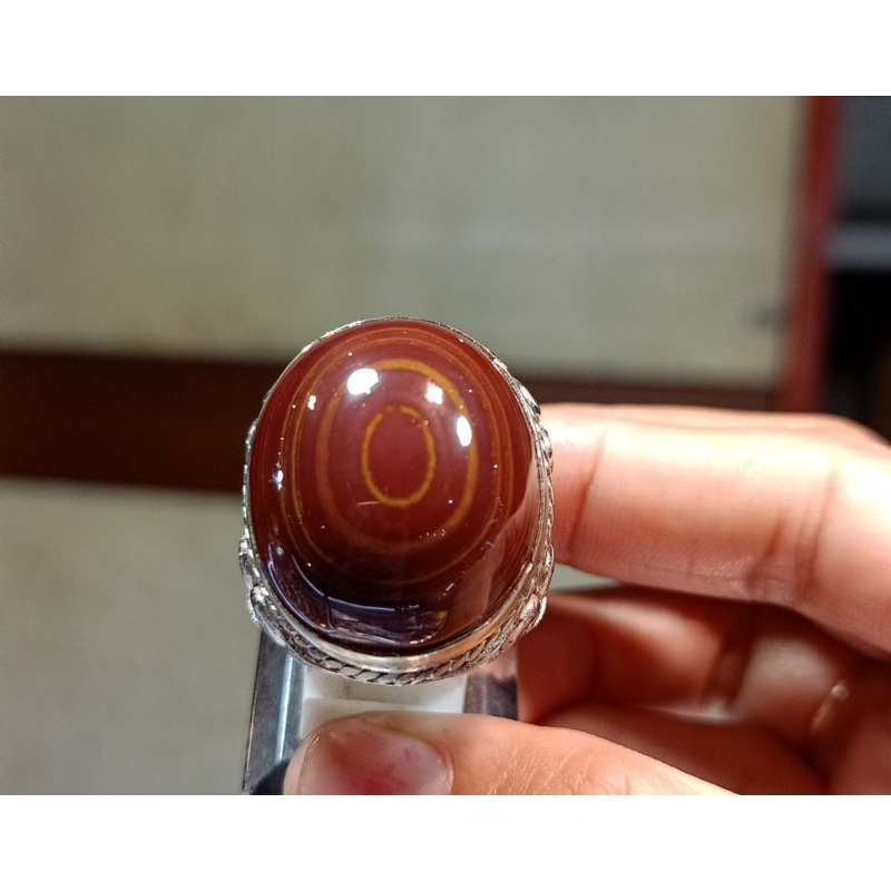 Cincin batu puser bumi/ati ayam merah asli batu alami(NATURAL)