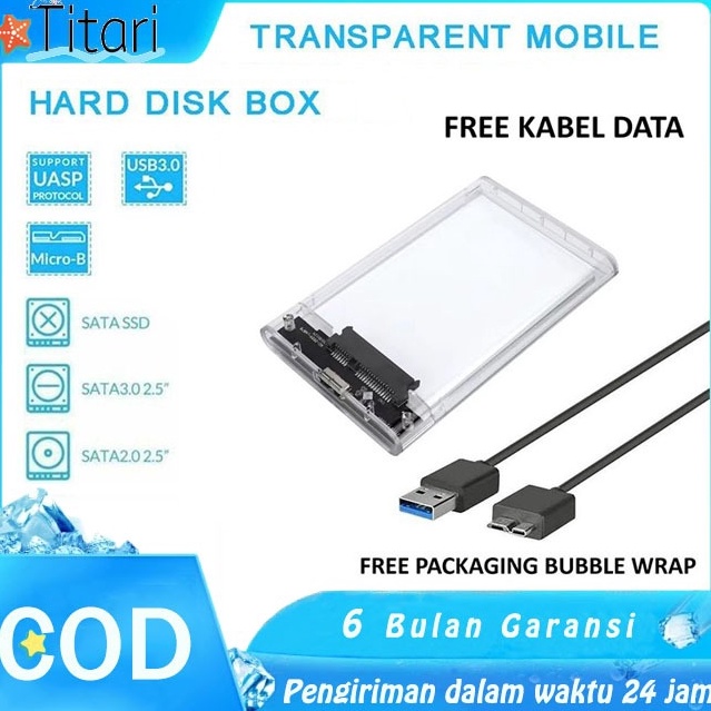 KODE E22G Enclosure Hard Drive Eksternal HDD SSD Enclosure Transparan 25 USB 3 Enclosure Hard Drive
