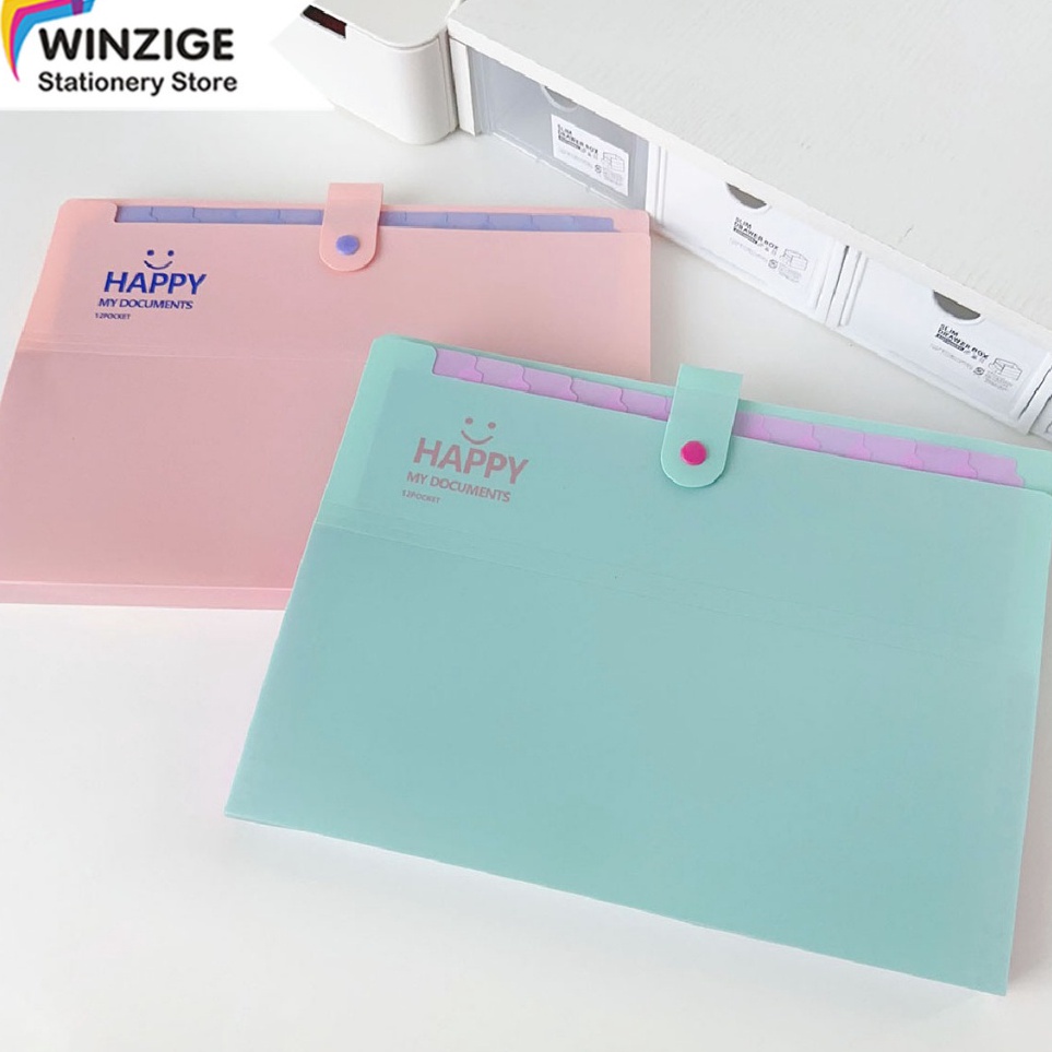 

Winzige A4 Tas File Lucu 12 Sekat Indeks Bahan Aesthetic 12 Slot Document Bag A4 File Folder Organizer
