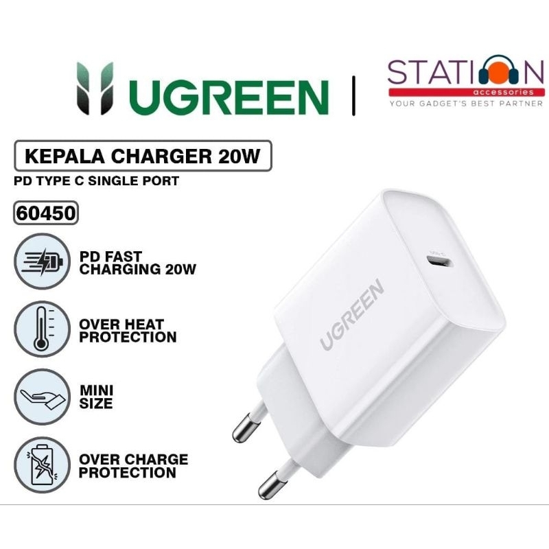 Ugreen 60450/50460 Adaptor 20W PD Fast Charger White