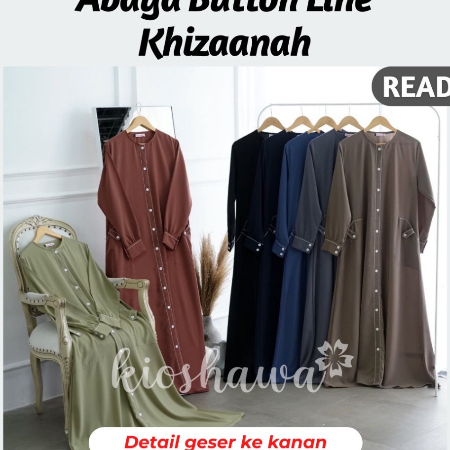 1111 Abaya Button Line dan Black Series Khizanah Sunnah Official KiosHawa  Khizaanah Gamis Dress Pol