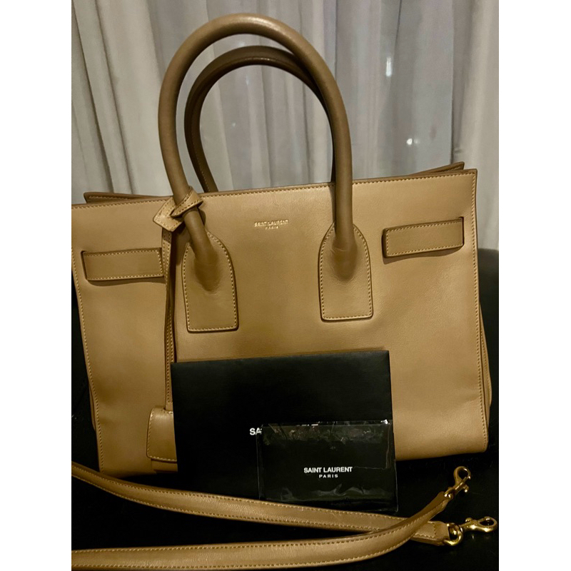 SAINT LAURENT Classic Sac De Jour Baby Smooth leather Cappucino Ghw #Brandedori
