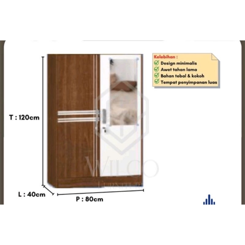 Lemari pakaian 2 pintu anak kos / lemari baju anak / lemari pakaian minimalis