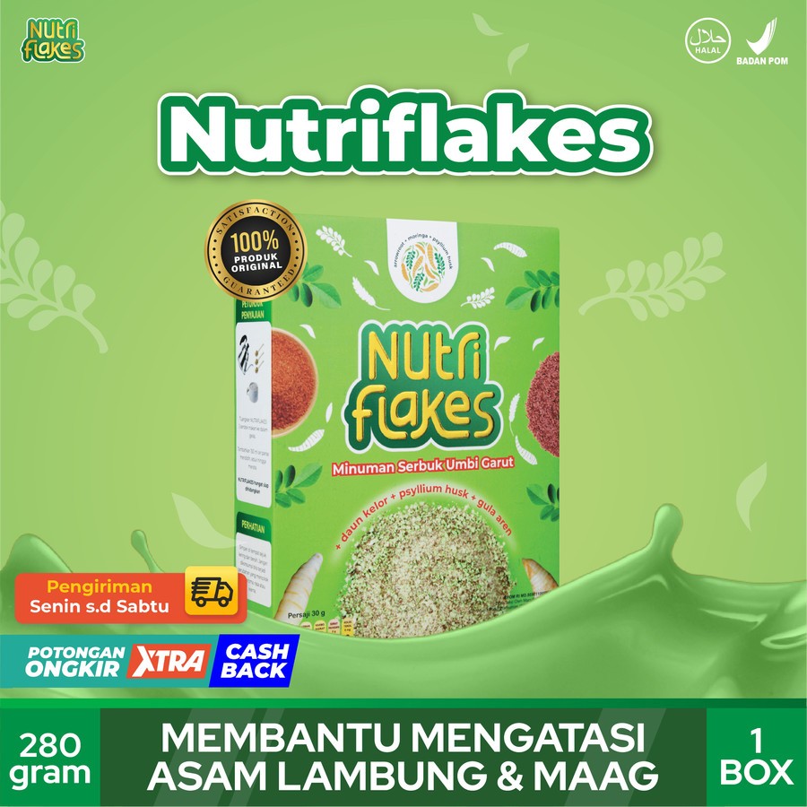 

NUTRIFLAKES Original! Sereal Umbi Garut Solusi Asam Lambung dan Maag - 1 Box