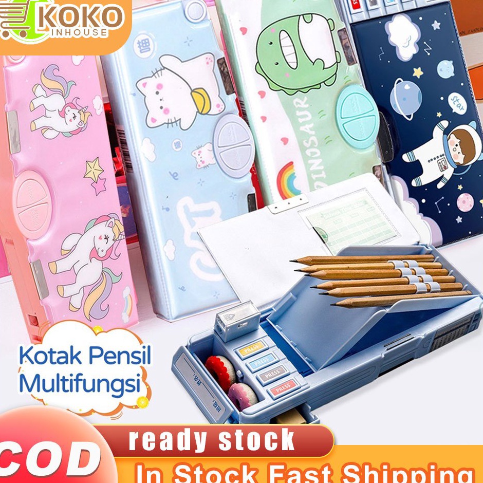 

Tempat Pensil Multifungsi Motif Untuk Anak Kotak Pensil Pola Kartun Lapisan Ganda dan Tunggal dengan Rautan Kapasitas