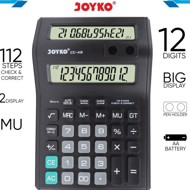 

Calculator JOYKO CC 49 2 Display CHECK CORRECT12 Digit Kalkulator CC57