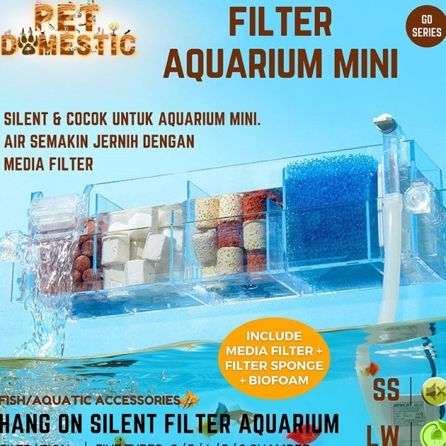 Filter Gantung Akrilik Hangin Hang on Filter Aquarium Mini