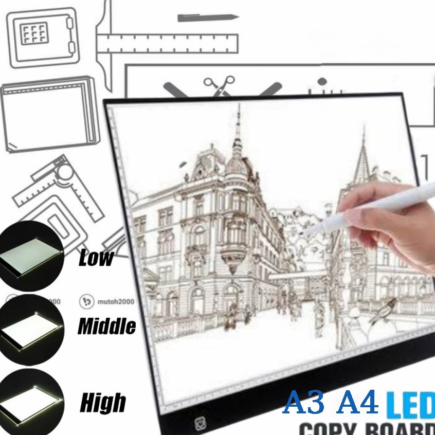 

Dijual CODA3A4 LED Drawing Tracing Board Stensil Board Papan Jiplak Gambar LED Anak Dewasa Copy Board Papan LED Light Pad Ultra Slim Copy Board