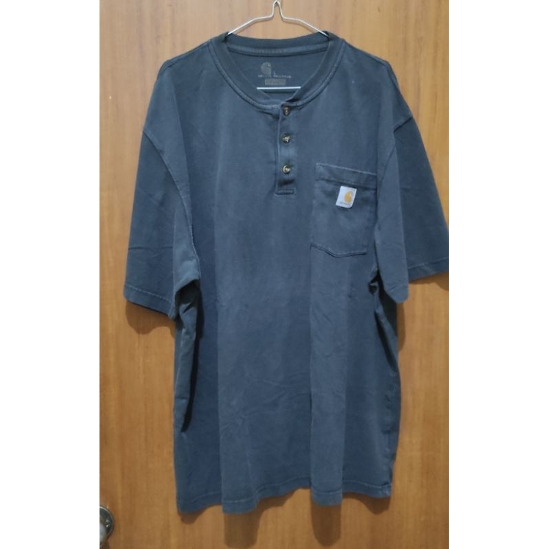 CARHARTT big L Fit to XL BUTTON POCKET ORIGINAL Made in Guatemala Washed Black HITAM Kancing Saku Ka