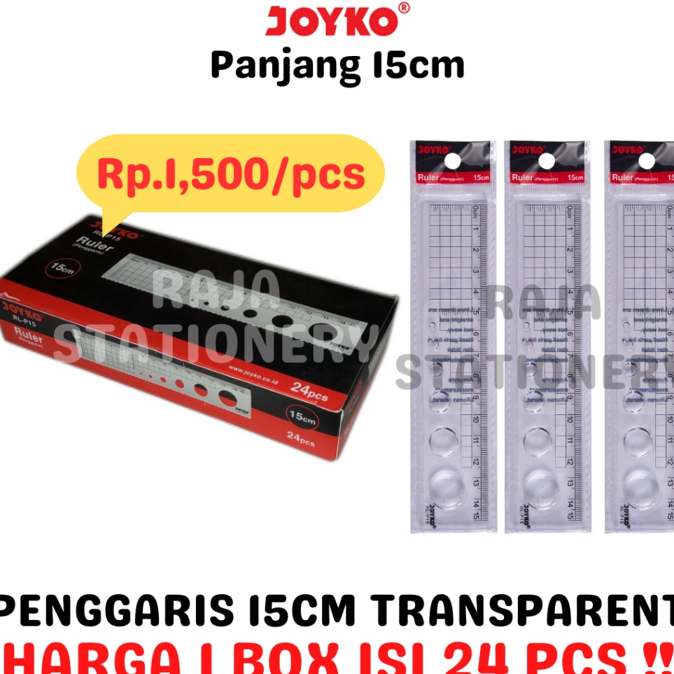 

JOYKO RULER 15CM TRANSPARENT PENGGARIS 15CM JOYKO PANJANG AKRILIK TRANSPARAN RLP15 24PCS