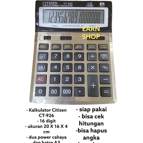 

Kalkulator Citizen BESAR CT 926 16 Digit Kalkulator Dagang Warung Besar Kalkulator MURAH GROSIR