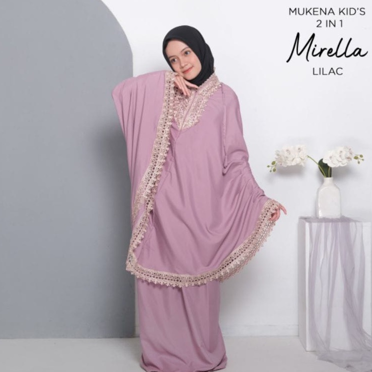 Buruan Beli Mukena anak tangg kombinasi Renda mewah motif MIRELLA tas cantik by devecollection