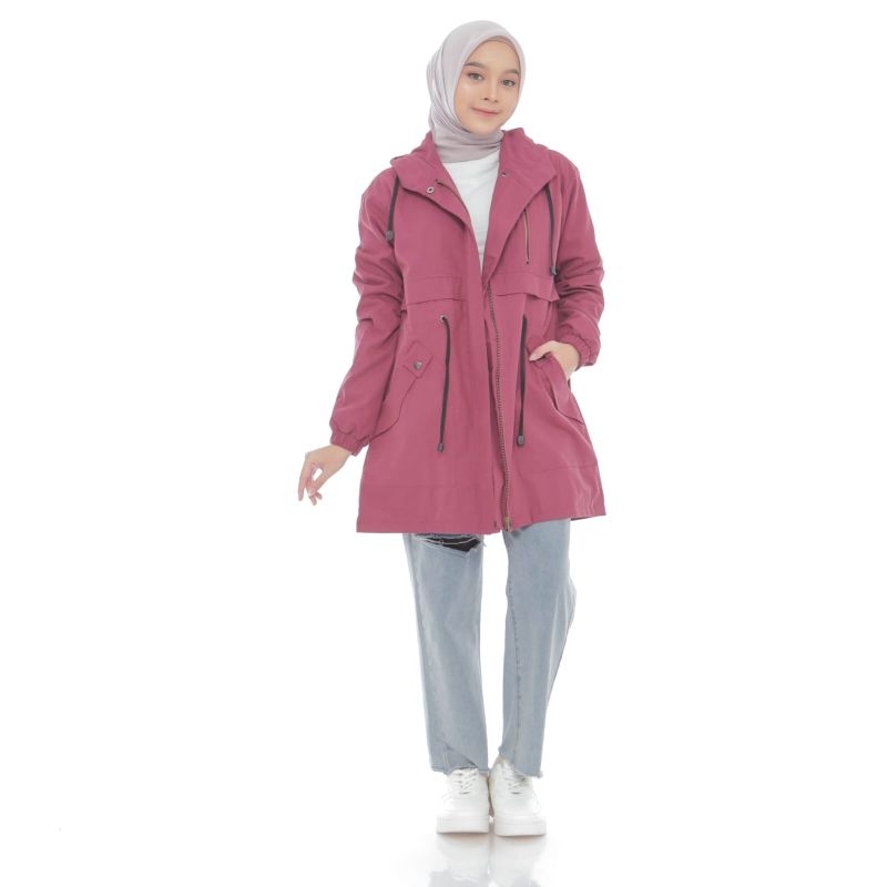 Thiago Official,Jaket Parka Wanita Mecca Bahan Kanvas Full Katun Warna Dusty Pink
