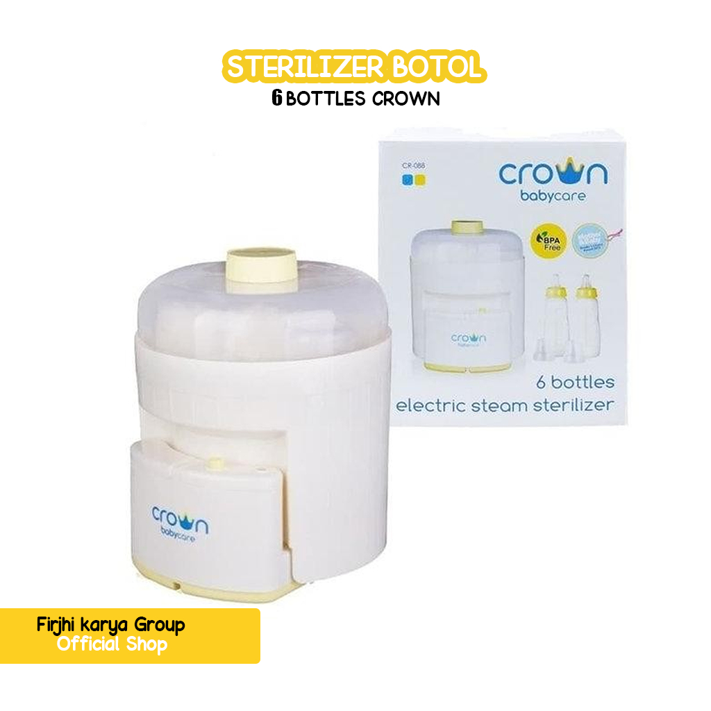 Crown Sterilizer Botol Susu Bayi - Kapasitas 6 Botol, Steril Aman dan Praktis