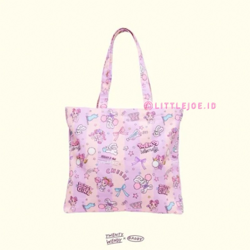 Tas Daddy Stripes Tote - Aesthetic Tote Bag - Canvas Printed Pastel Patern - Daddy and the muscle ac