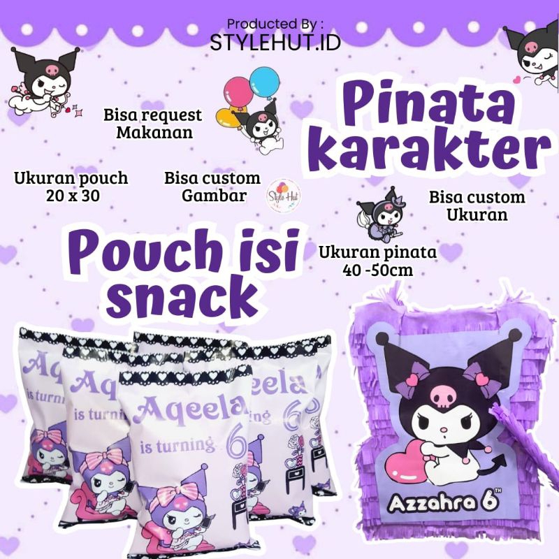 

Paket pouch dan pinata| pouch Snack | pinata Snack | pinata pukul |gift birthday| bingkisan makanan