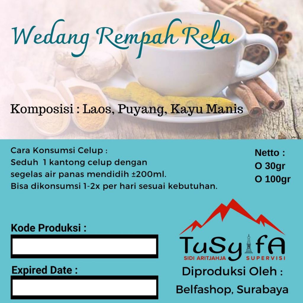 

Wedang Tusyifa Rela Rempah instan