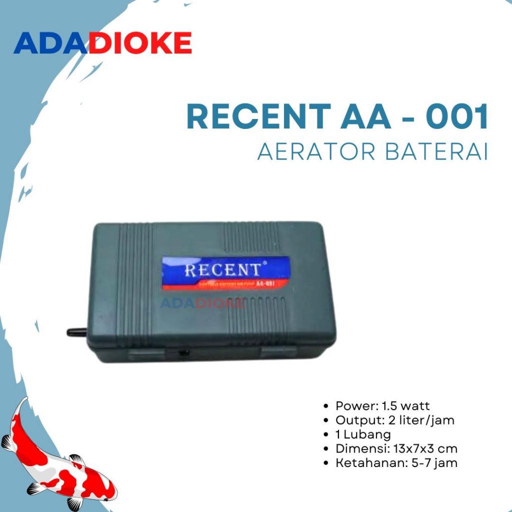 Aerator DC RECENT AA 001 DC Aerator Udara Airpump Aerator Baterai 1 Lubang