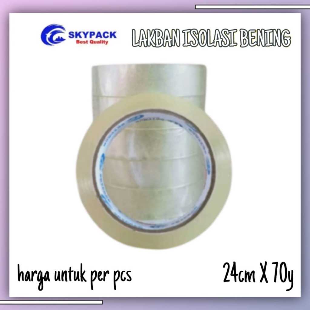 

Lakban { SKYPACK } Isolasi Bening Selotip 1 inch 24mm x 70y/ 70 yard