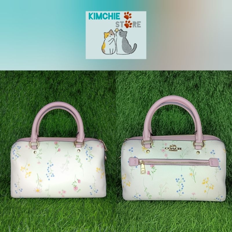 TAS SELEMPANG WANITA COACH KULAS MOTIF BUNGA 2 IN 1 (preloved) real pict