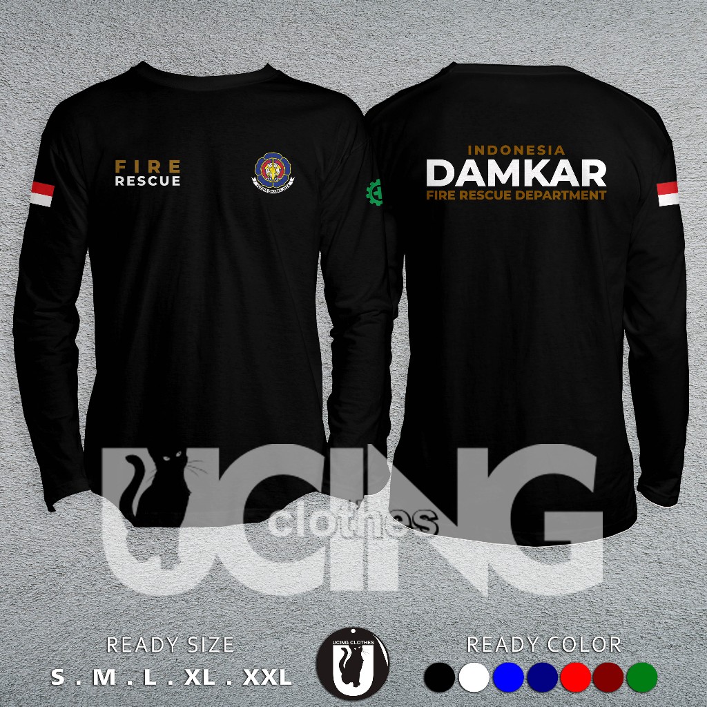 Kaos Baju Fire Rescue Indonesia Damkar Fire Rescue Department Lengan Panjang Kaos Distro