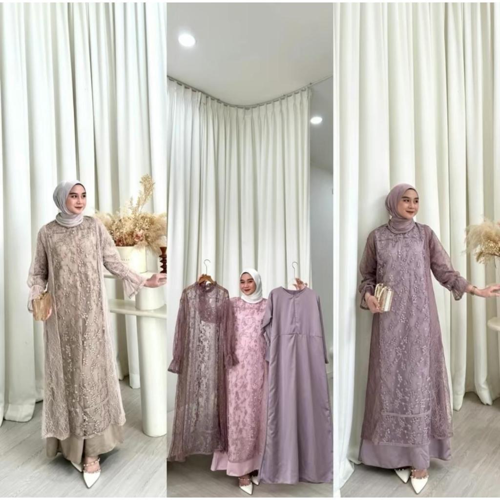 ADELINE DRESS BRUKAT TILE LEBARAN FREE OUTER BRUKAT KONDANGAN LEBARAN