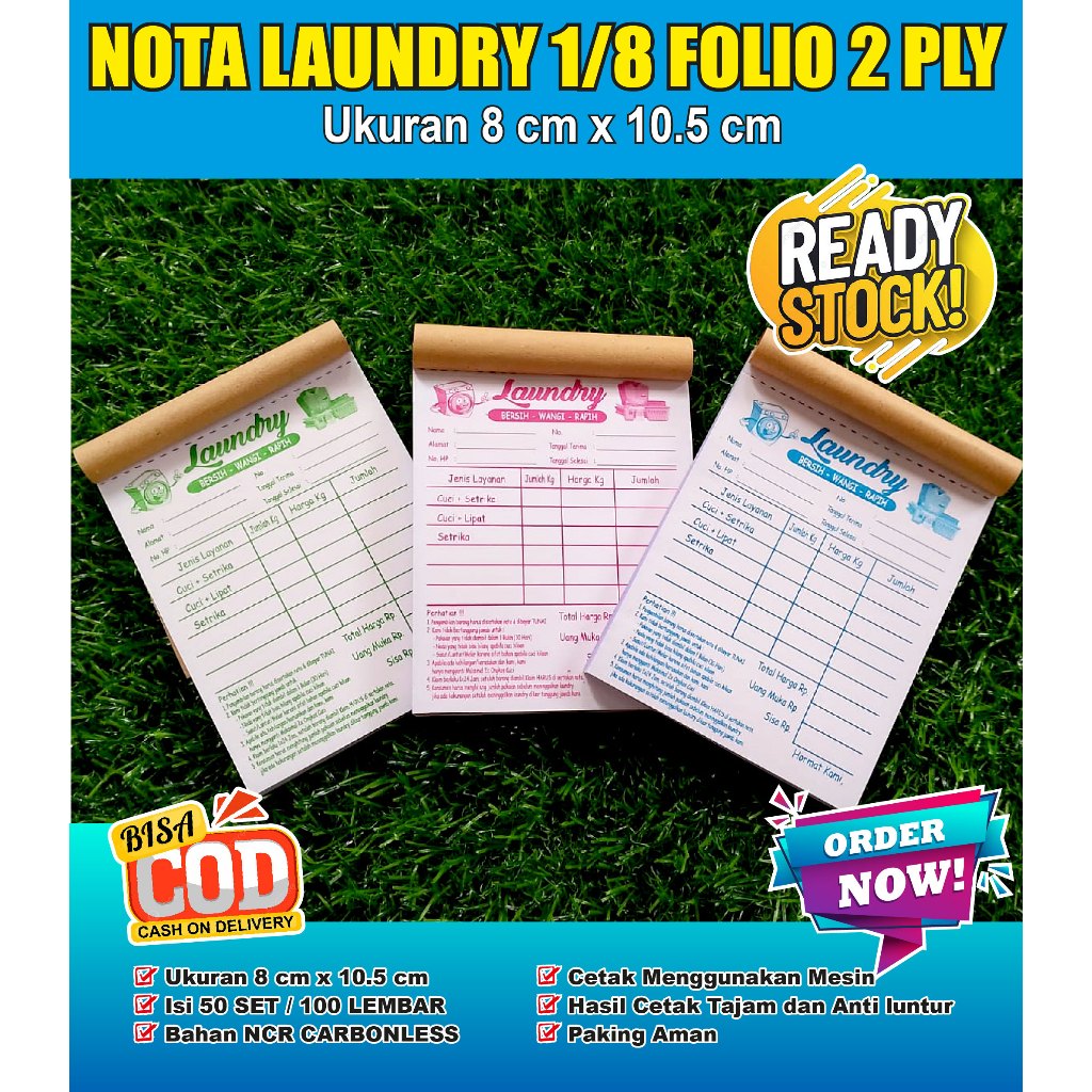 

(100 LEBAR ) NOTA LAUNDRY NCR 2PLY KECIL(READY STOCK)1/8