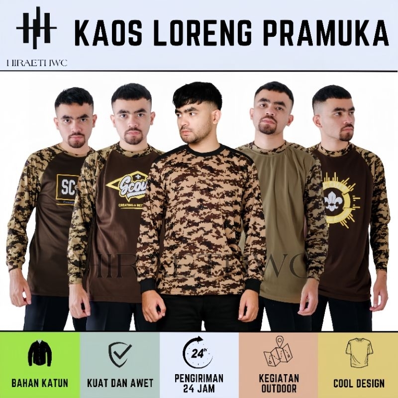 BAJU KAOS LORENG PRAMUKA KAOS SCOUT LENGAN PANJANG KATUN TERMURAH