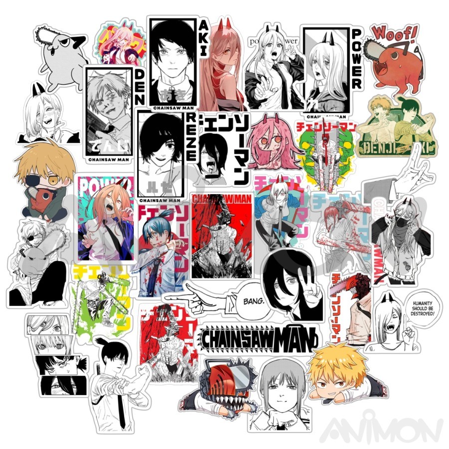 

Stiker Sticker Anime Paket Bundle Set Chainsaw Man Cutting isi 30 pcs