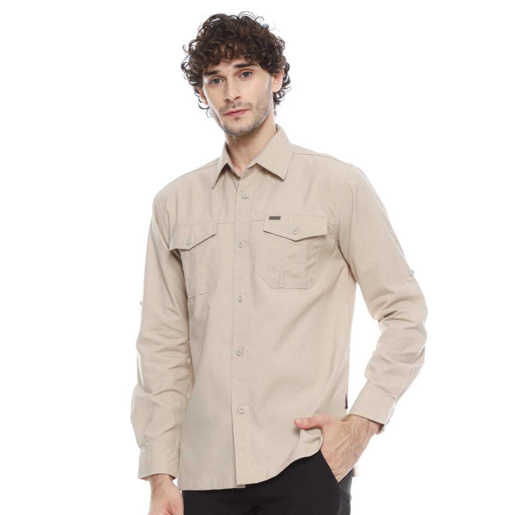 Kemeja Fuji Krem Lengan Panjang Tactical Bahan Tropical Pasada