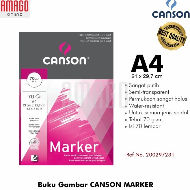 

Ramah Lingkungan Buku CANSON Marker A4 7 sheets 7 gsm Pad 2297231