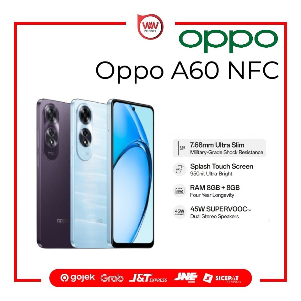 Hp Oppo A60 NFC Ram 8GB Internal 256GB Garansi Resmi