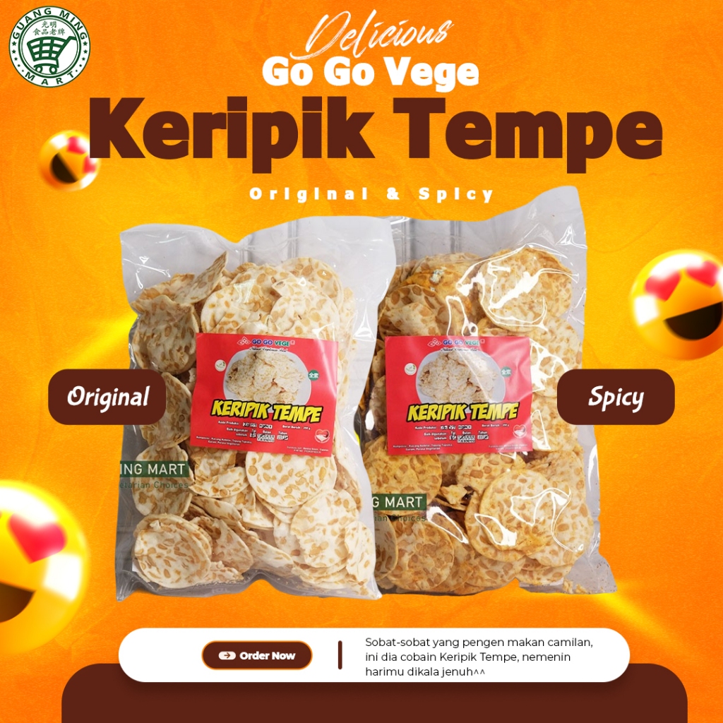 

KERIPIK TEMPE GO GO VEGE 150g / KERIPIK TEMPE VEGAN / KERIPIK TEMPE