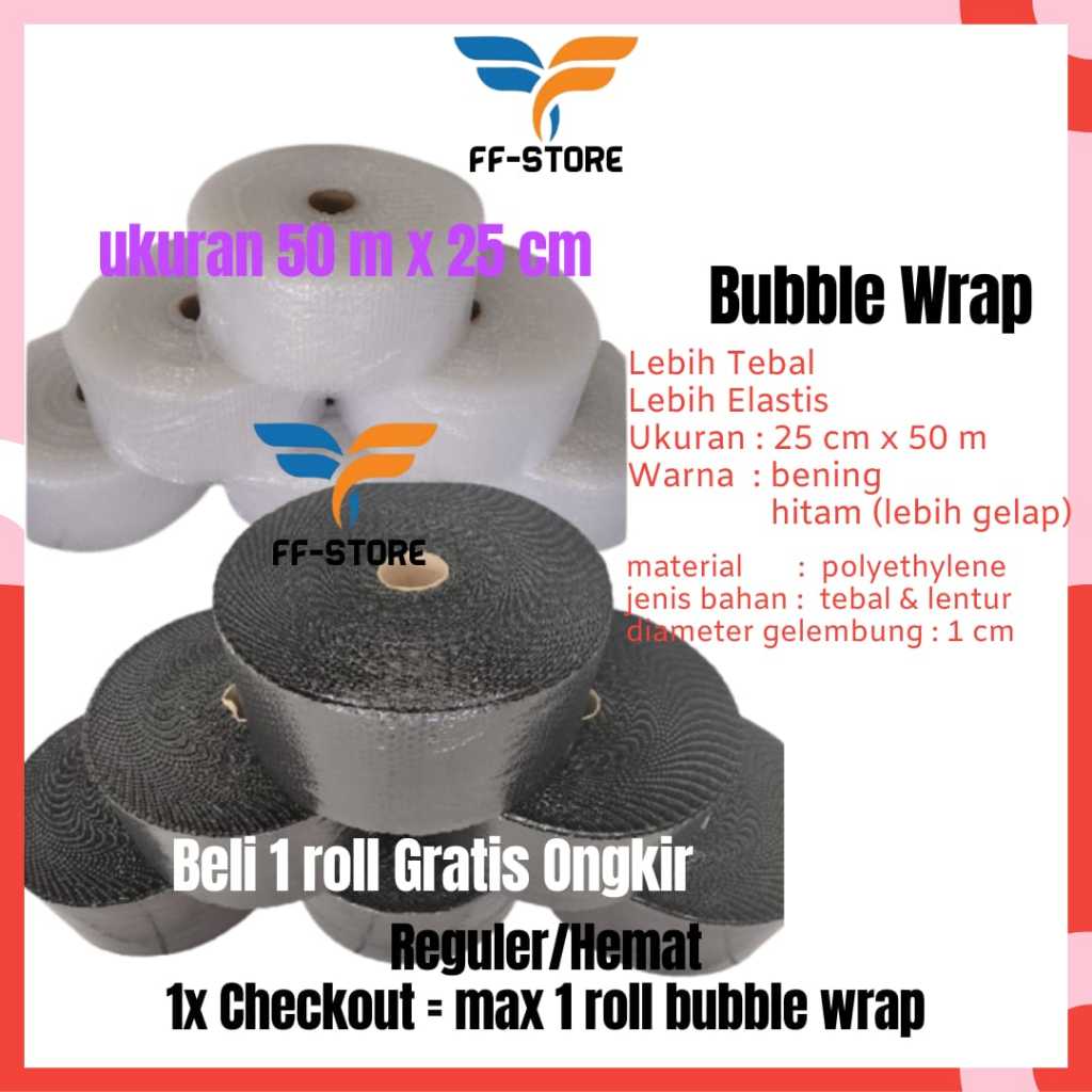 

[50Mx25Cm] Bubble Wrap 25cm x 50M Bubble Wrap Bening Plastik Bubble Wrap Bubble Wrap Hitam Bandung Murah