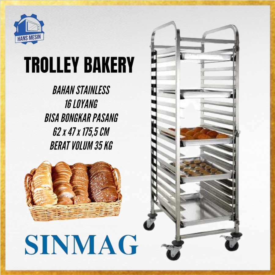 Trolley bakery sinmag / trolley roti sinmag 16 tray - STANDARD DUS