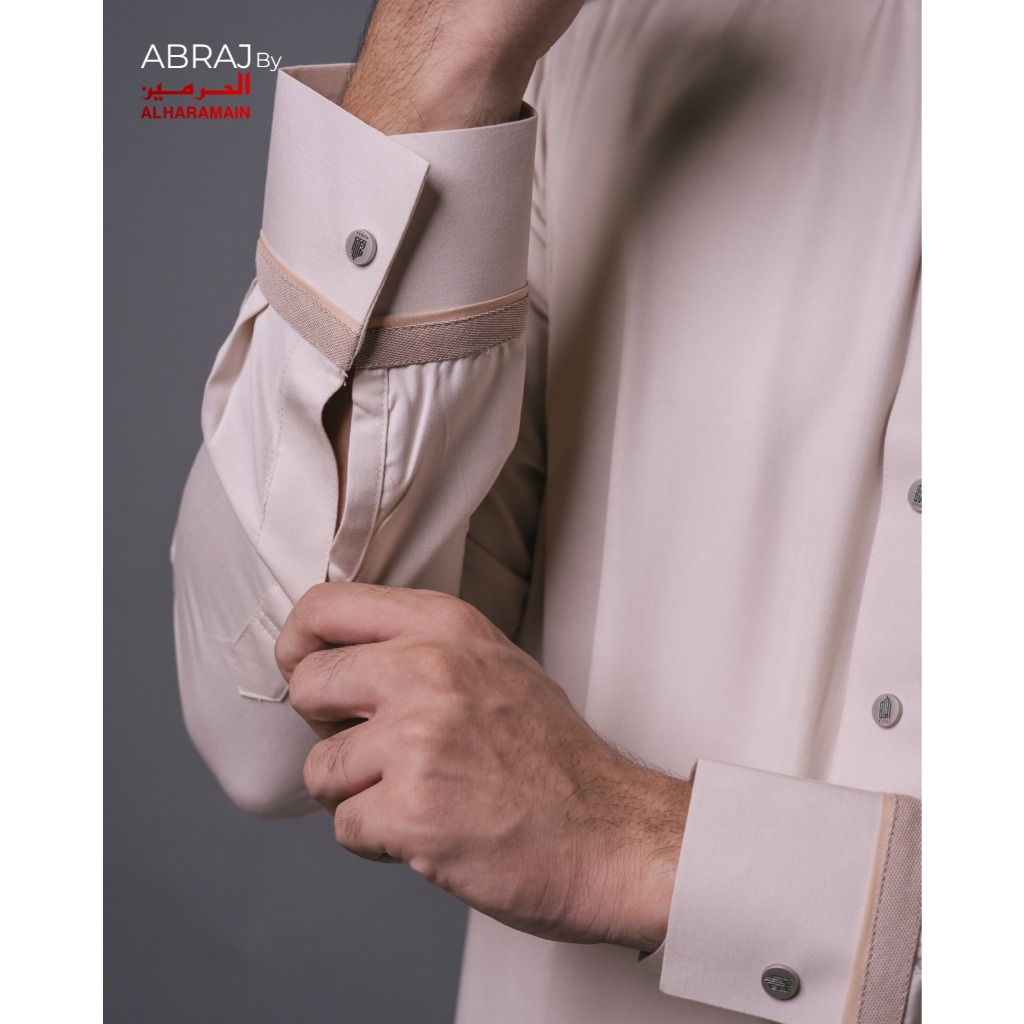 ABRAJ by Al Haramain Jubah / Gamis Pria Dewasa Slimfit Manset Premium SCC (167 A) | Putih Tulang | Cream-3