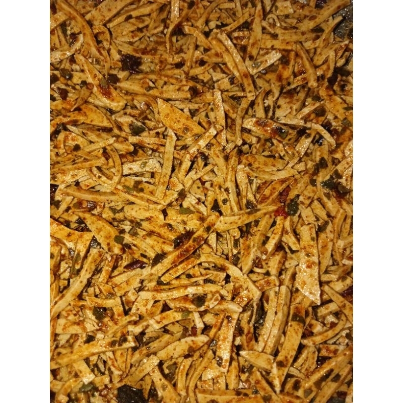 

250gram cemilan basreng stick rasa baso sapi+ayam super mini original pedas bumbu daun jeruk