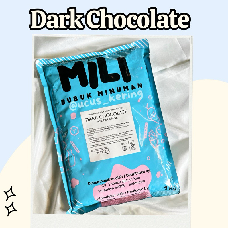 

BUBUK MILI DARK CHOCOLATE KEMASAN 1 KG/ POWDER MILI