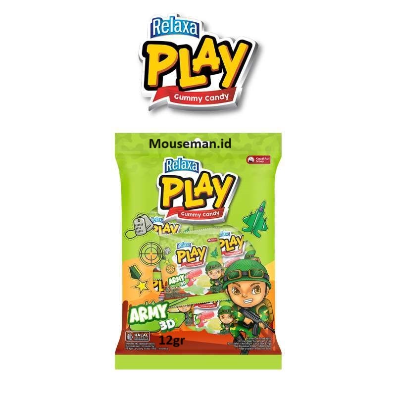 

1PCS Relaxa PLAY Gummy Candy ARMY 3D Permen Jeli Aneka Rasa (Stroberi, Apel, Nanas dan Jeruk) 12gr