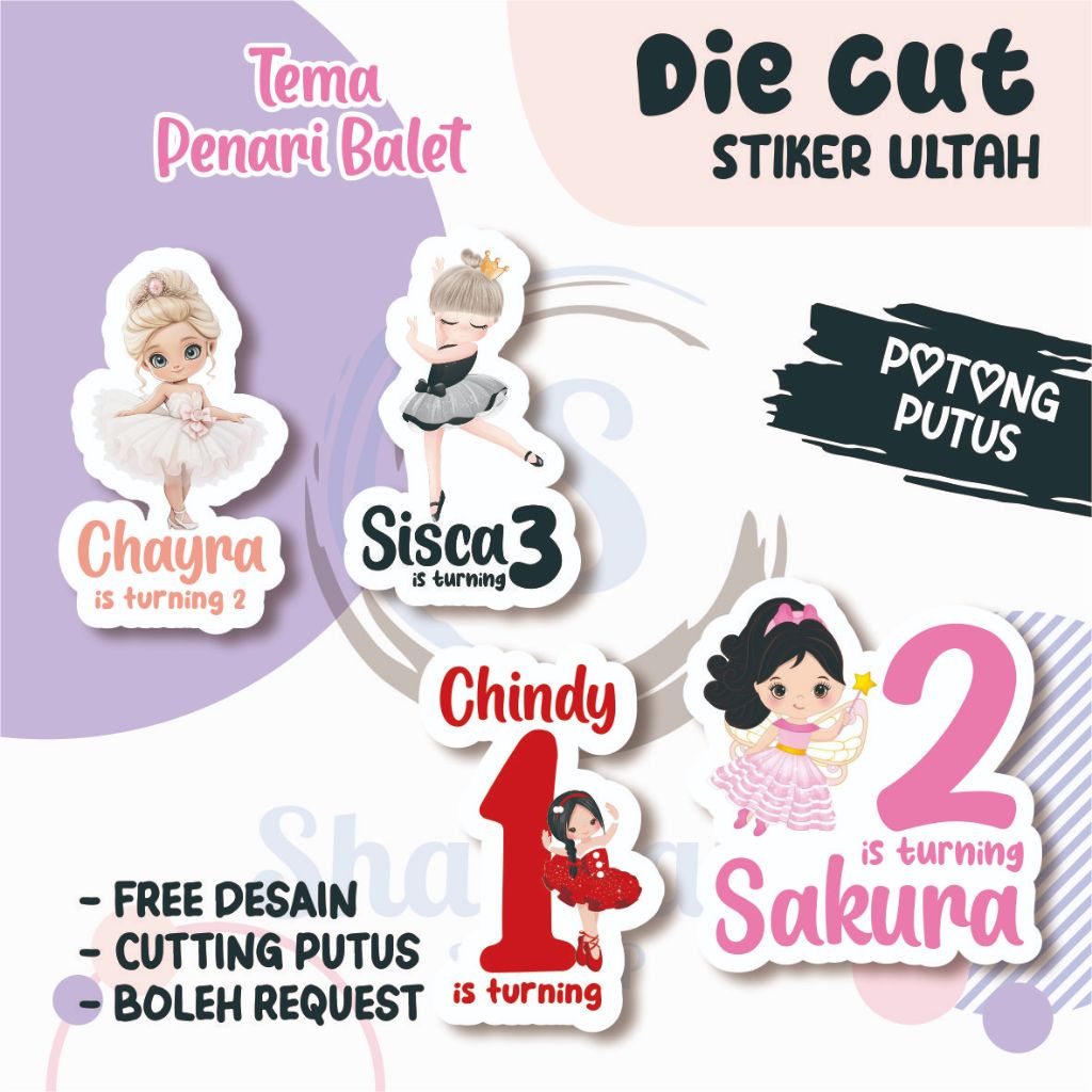 

( 30 PCS ) Stiker Ulang Tahun Anak THEME PENARI BALET / Stiker Ulang Tahun DIE CUT / Stiker Ulang Tahun Custom / Stiker Ultah Waterproff