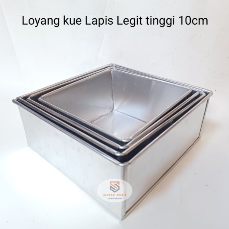 Loyang kue bolu persegi kotak tinggi 10cm / Loyang kue ulang tahun / loyang kue bolu size 18cm-24cm