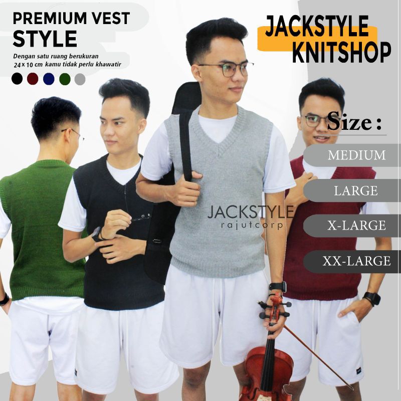 Vest Knit School Premium | Rompi Rajut Polos Pria Korean Style