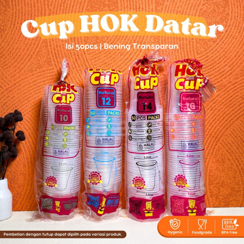 Gelas Cup Plastik HOK 10oz 12oz 14oz 16oz / Gelas Plastik / Cup Plastik/Cup Plastik Seal/Gelas Seal